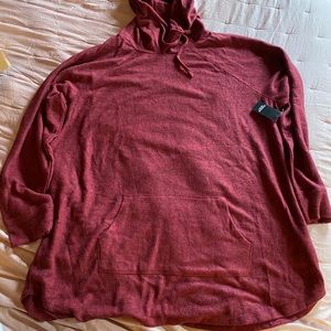SUPER SOFT PLUSH RED COWL NECK TUNIC HOODIE